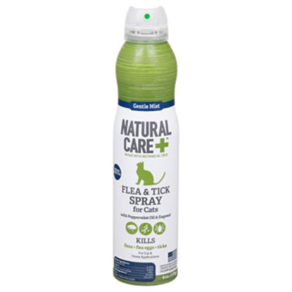 Natural Care Flea & Tick Spray for Cats, with Peppermint Oil & Eugenol