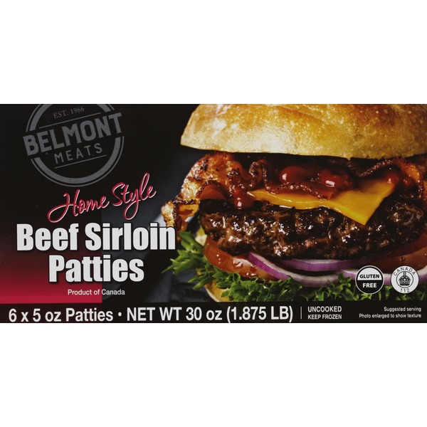 Belmont Meats Patties, Beef Sirloin, Home Style (6 each) from JewelOsco Instacart