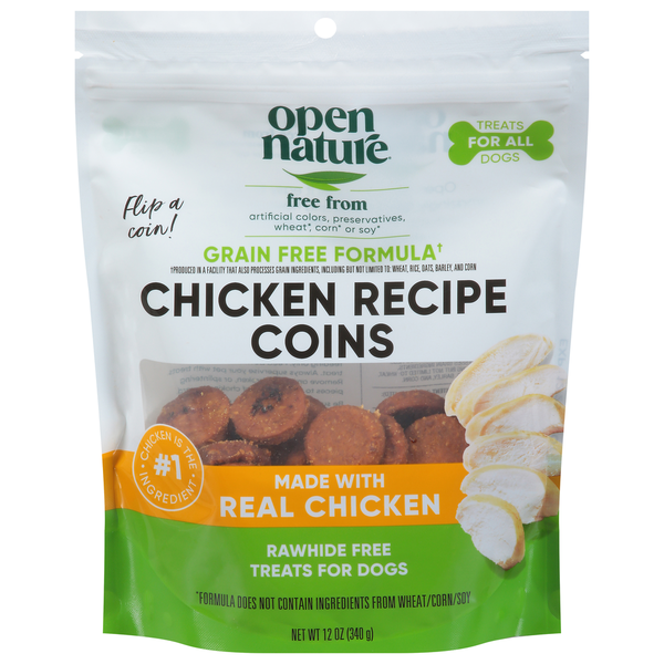 Open Nature Treats for Dogs, Chicken Recipe Coins, Rawhide Free