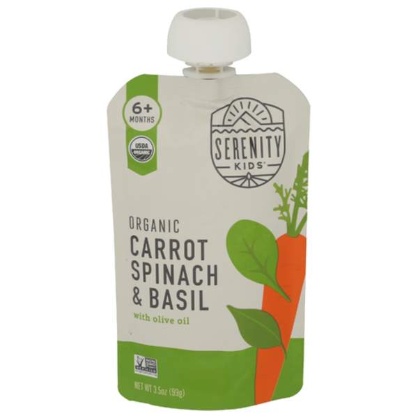 Serenity Kids Organic Carrot, Spinach & Basil with Organic Olive Oil
