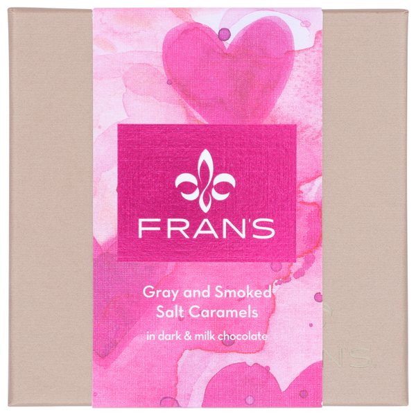 Fran's Gray and Smoked Salt Caramels Heart Wrap 12 Pieces Same-Day