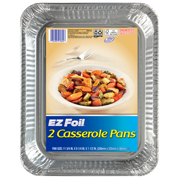 Hefty EZ Foil Disposable Casserole Pans, 11.75 x 9.25 in., 2 Count