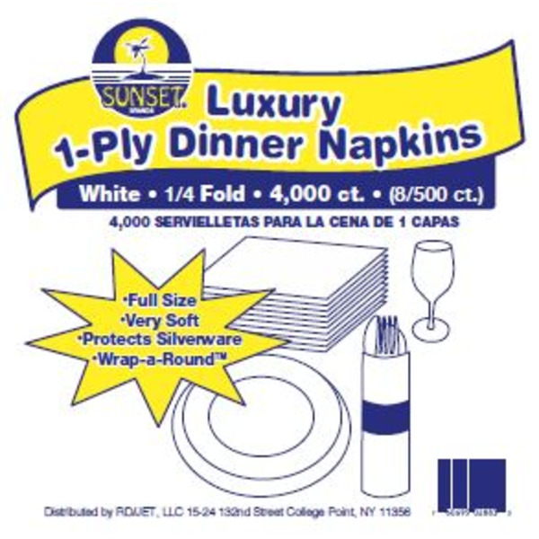 Sunset - Luxury 1-Ply Dinner Napkins, 1/4 Fold - 4000 ct