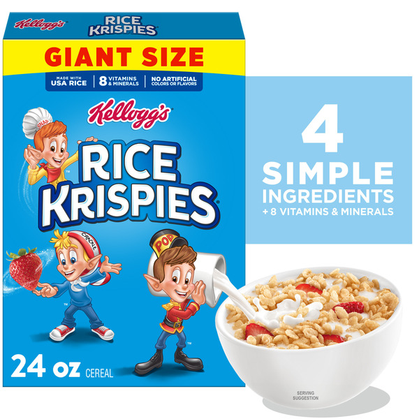 Kellogg's Rice Krispies Breakfast Cereal, 8 Vitamins and Minerals, Giant Size