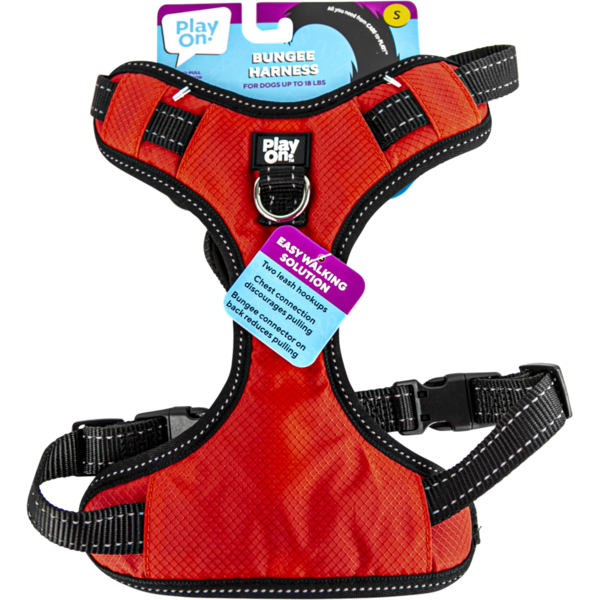 Play On Bungee Dog Harness, Small - Red
