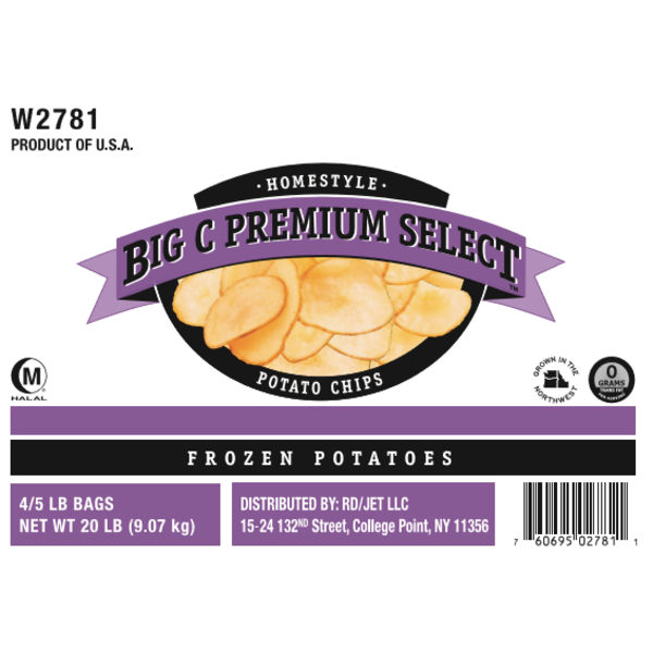 Frozen Big C - Premium Select Homestyle Potato Chips - 5 lbs