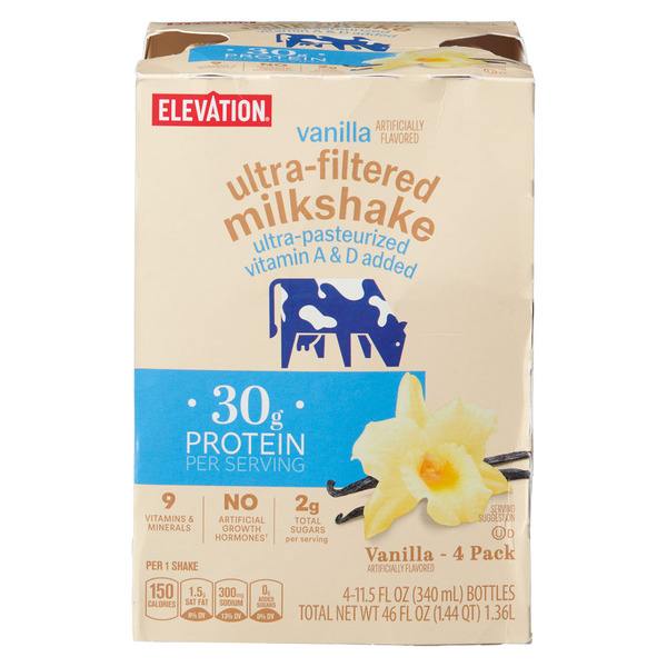 Elevation Vanilla Flavored Ultra Filtered Milkshake  4 Pack, 11.5 fl oz  Same-Day Delivery or Pickup | ALDI