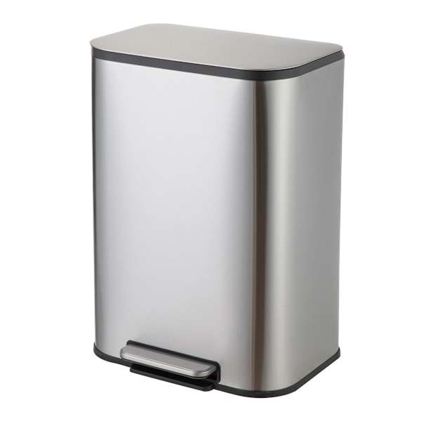 REAL SIMPLE Stainless Wide Rectangle Trash Can, 50l