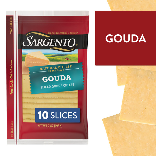 Sargento Gouda Natural Sliced Cheese, 10 slices