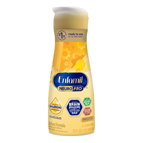Enfamil® NeuroPro Baby Formula, Triple Prebiotic Immune Blend with 2'FL HMO & Expert Recommended Omega-3 DHA, Inspired by Breast Milk, Non-GMO, Ready to Use Liquid