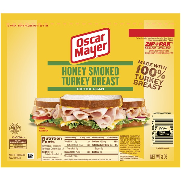 Oscar Mayer Cold Cuts Honey Smoked Turkey Breast (8 oz) Instacart
