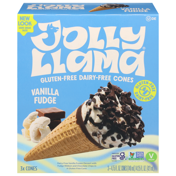 Jolly Llama Cones, Dairy-Free, Gluten-Free, Vanilla Fudge Same-Day