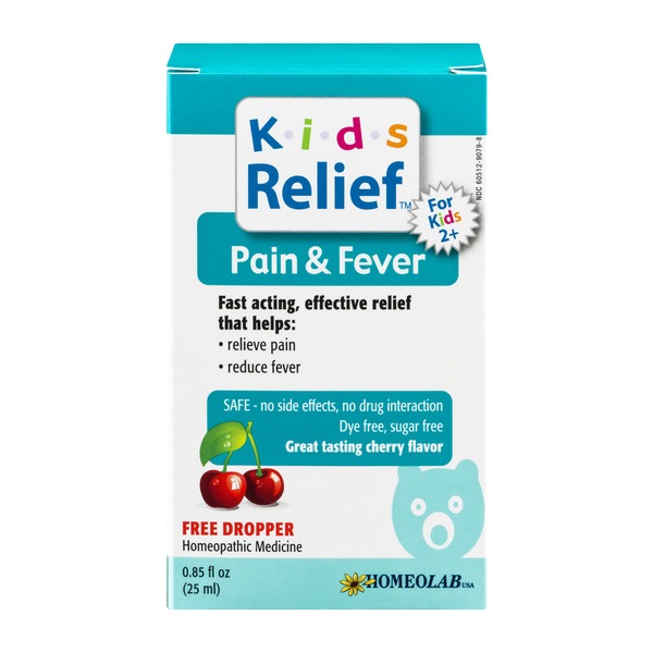 Kids Relief Pain & Fever Cherry Flavor Homeopathic Medicine from Whole
