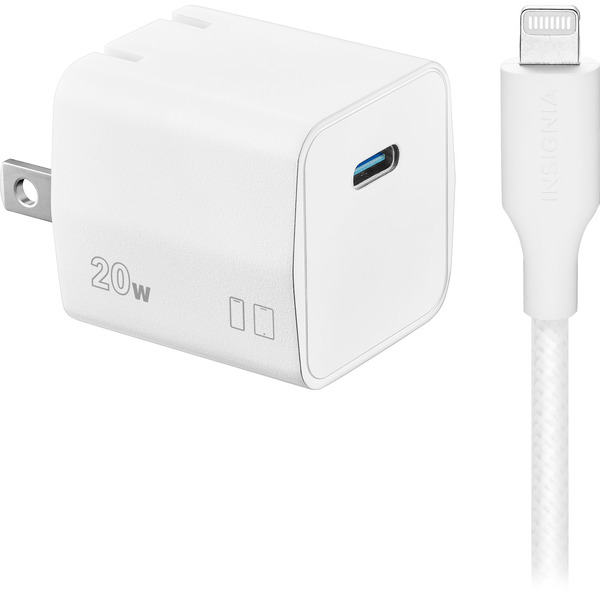 Insignia 20W USB-C Fast Charger Kit for iPhone SE 14/13/12/11/X/8 Series - White