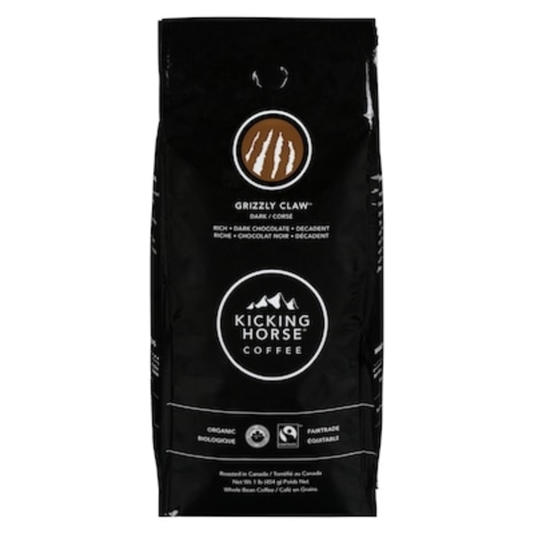 No Frills Kicking Horse Coffee Organic Grizzly Claw Dark Roast Whole ...