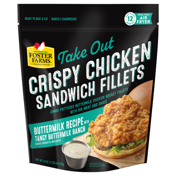 Foster Farms Take Out Tangy Buttermilk Ranch Crispy Chicken Sandwich Fillets