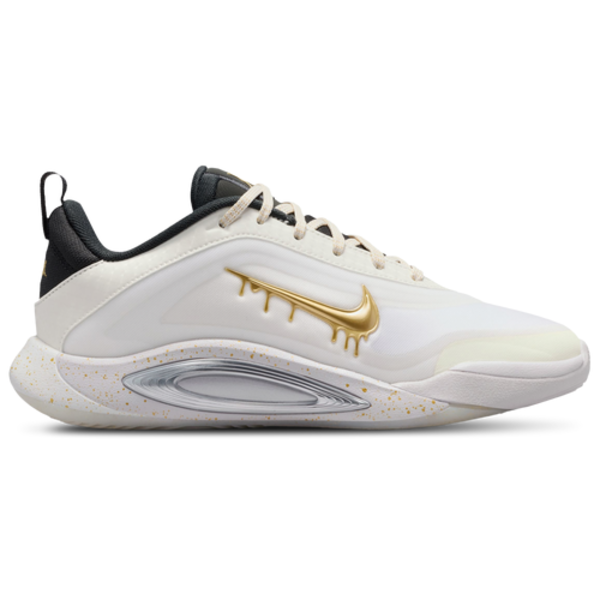 Nike Kids' Grade School A'One 'Pearls SE' Basketball Shoes, Size 5, Medium/B - Sail/Metallic Gold/Vast Grey/Off Noir
