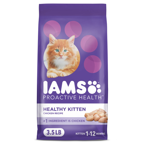 IAMS PROACTIVE HEALTH Healthy Kitten Dry Cat Food with Chicken Cat Kibble, 3.5 lb. Bag - 3.5 lb