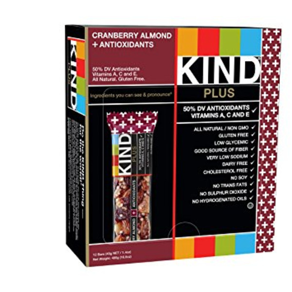KIND Plus - Cranberry & Almond +Antioxidants Bars - 12/1.4 oz