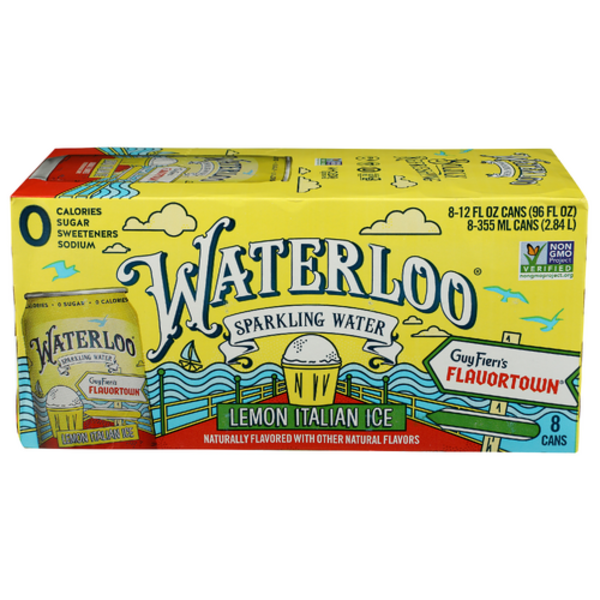 Waterloo Lemon Italian Ice Sparkling Water 8 Pack Case Same-Day