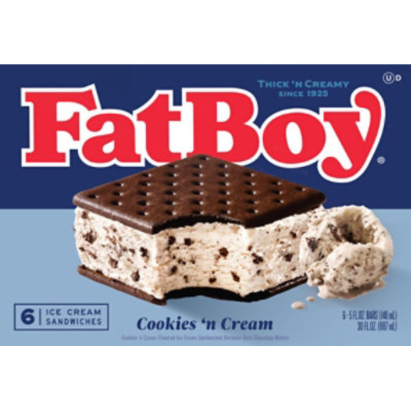 FatBoy Ice Cream Sandwiches, Cookies 'N Cream