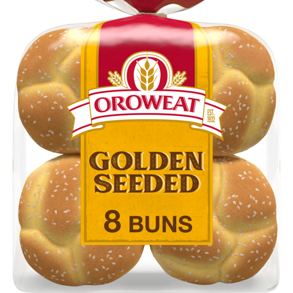 Oroweat 8 ct, Golden Seeded, Hamburger Buns, 21 oz