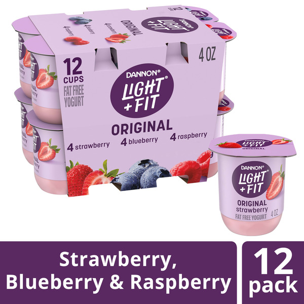 Dannon Light + Fit Nonfat Yogurt, Strawberry/Blueberry/Raspberry