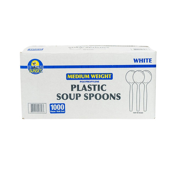 Sunset - White Medium Weight Pastic Soup Spoons - 1000 ct