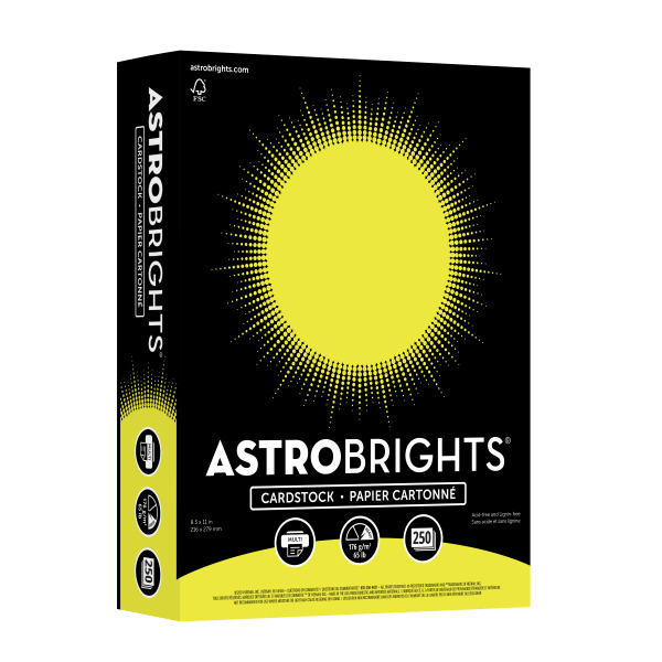 Astrobrights Lift-Off Lemon Color Cardstock, 8.5 x 11 in