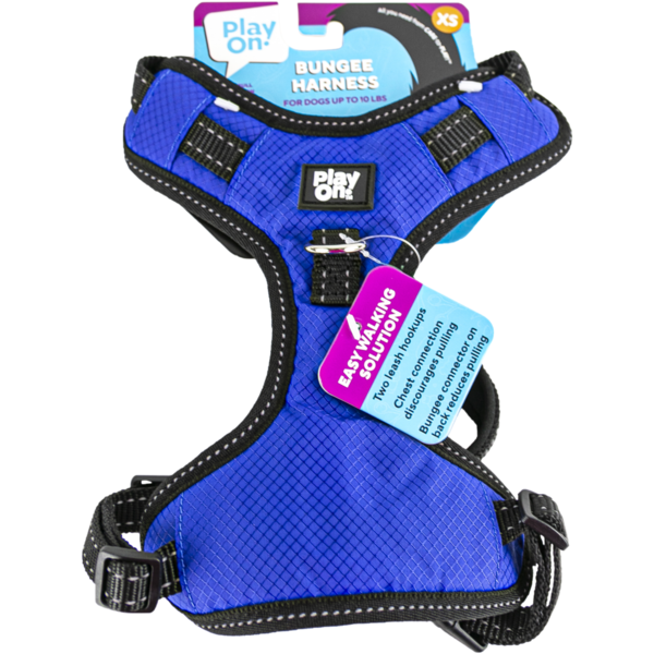 Play On Bungee Dog Harness, XS - Blue