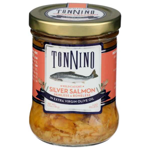 Tonnino Wild Caught Skinless & Boneless Silver Salmon Loin Fillets In Extra Virgin Olive Oil