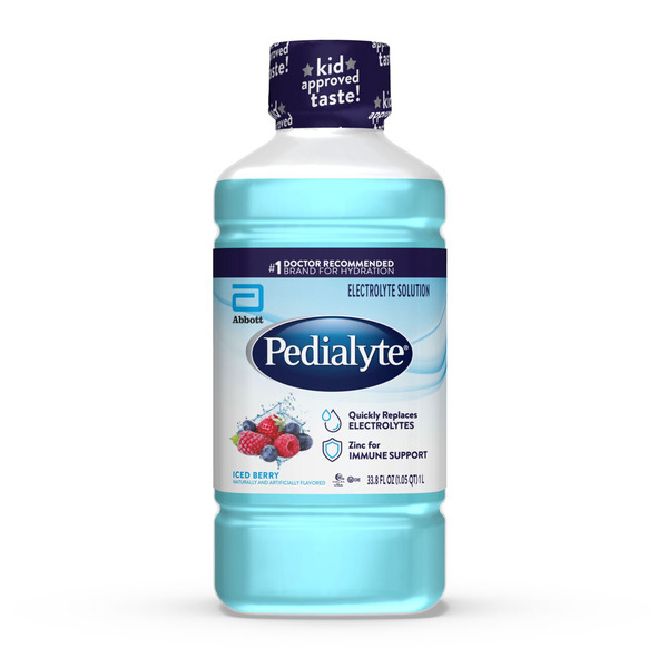 Pedialyte Electrolyte Drink | Hydration for Kids & Adults | Iced Berry, 1 Liter