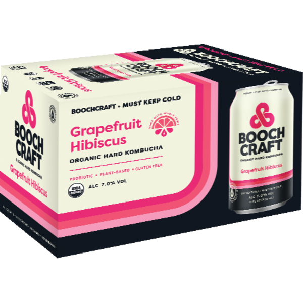 Booch Craft Grapefruit Hibiscus Organic Hard Kombucha 6 Pack Can