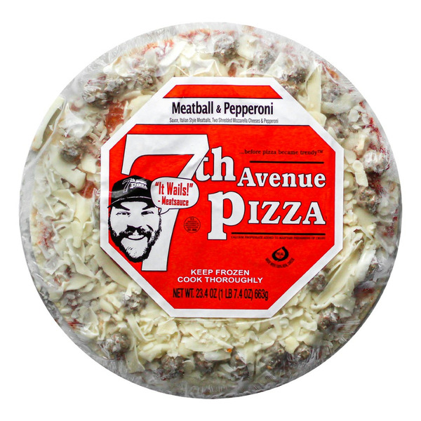 7th Avenue Pizza Meatball & Pepperoni Sauce Italian Style Meatballs Two Shredded Mozzarella Cheeses & Pepperoni Pizza