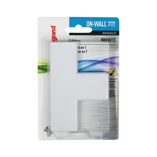 Legrand 1-5/16" x 7/16" White CordMate 90-Degree T-Fitting