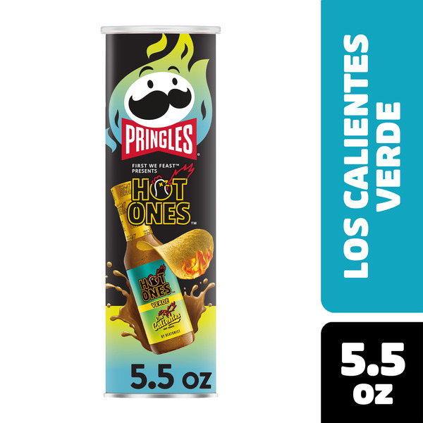Pringles Hot Ones Verde Potato Crisps Chips, Spicy Snacks, 5.5 oz