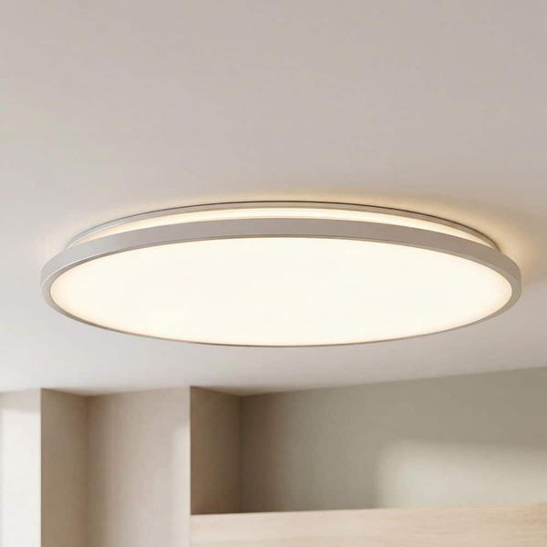Artika Europa 21 In. Silver Led 3cct Flush Mount Ceiling Light With Night Light Preset And Remote Included