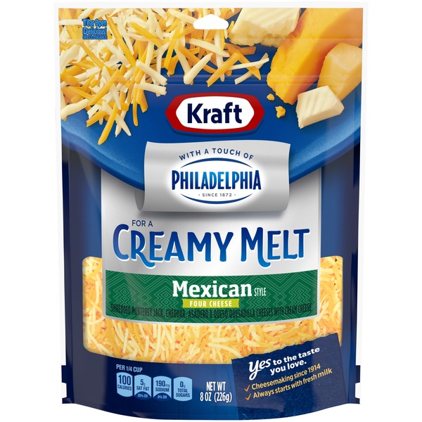 Kraft Shredded Mexican Style Four Cheese Blend with a Touch of