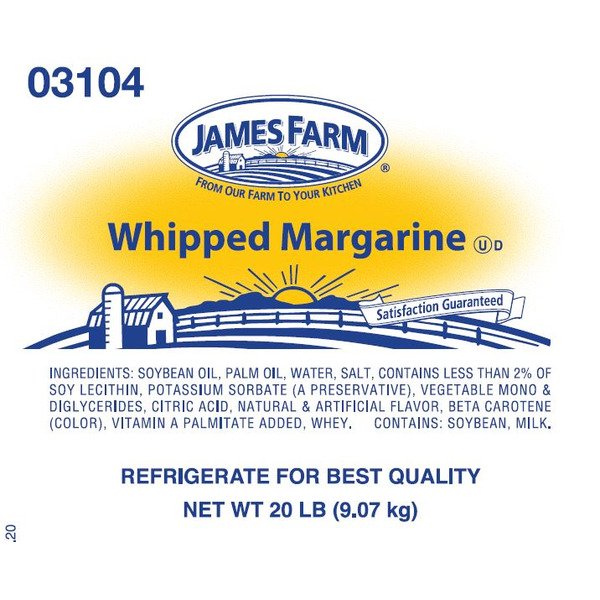 James Farm - Zero Trans Fat Whipped Margarine - 20 lbs
