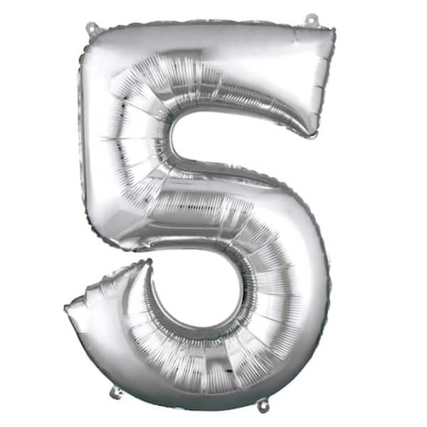 Anagram INFLATED 34" Silver Number Mylar Balloon