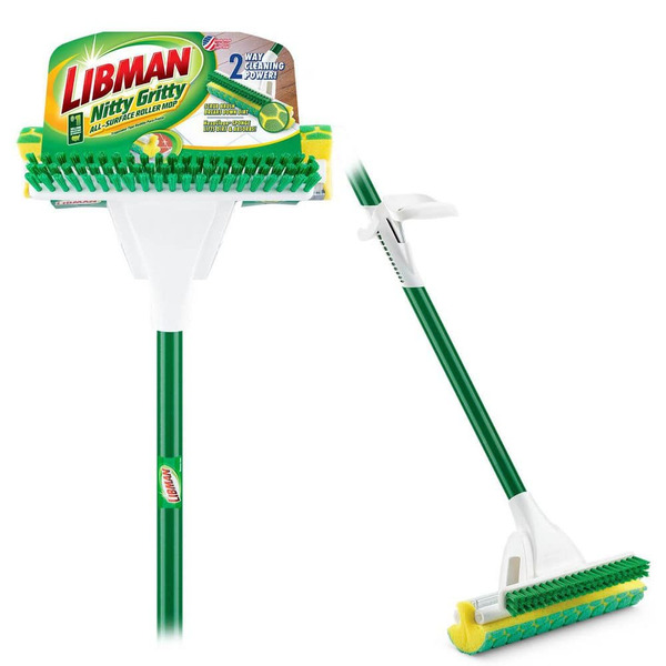 Libman Nitty Gritty Roller Sponge Mop With Scrub Brush
