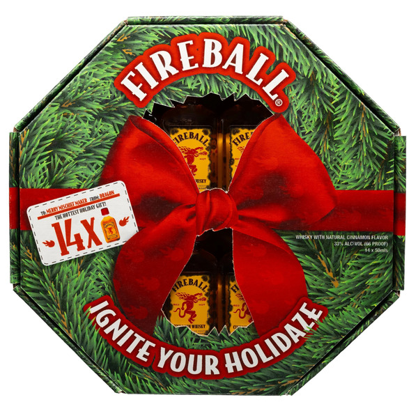 Fireball Holiday Wreath Cinnamon Whiskey 14 Pack 50ml 66 Proof