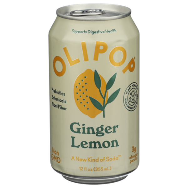 Olipop Ginger Lemon Prebiotic Sparkling Tonic Same-Day Delivery or