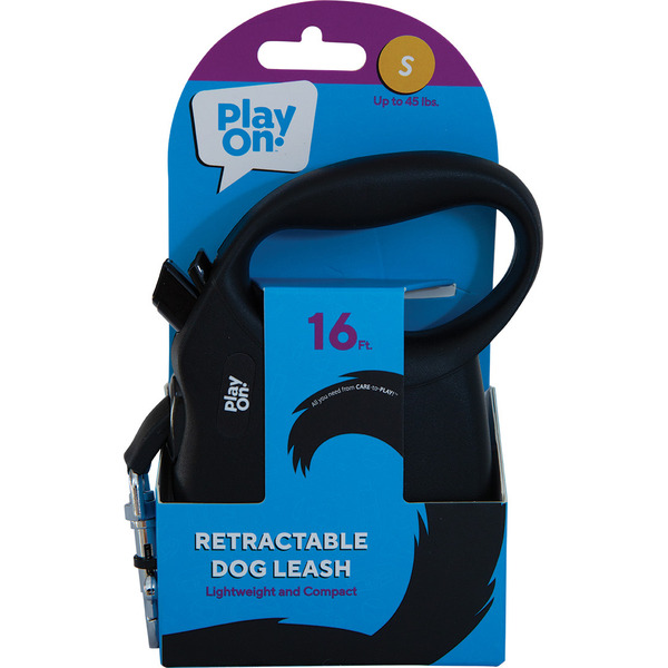 Play On Retractable Hard Grip Dog Leash - Black