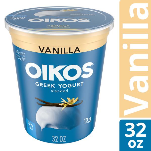 Oikos Greek Blended Very Vanilla Fabulously Fat Free Yogurt Same