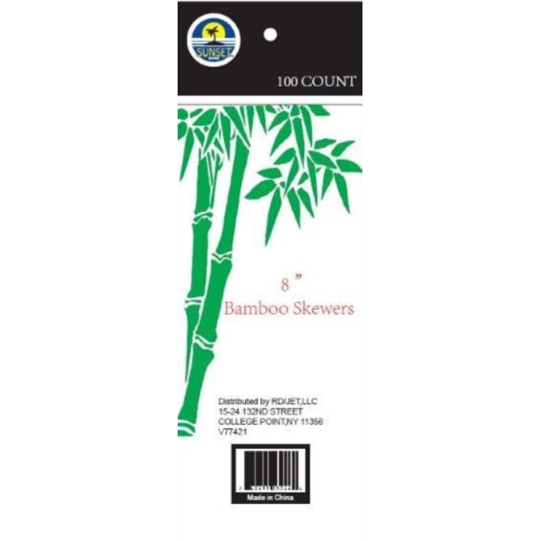 Sunset - 8" Bamboo Skewers - 100 Ct