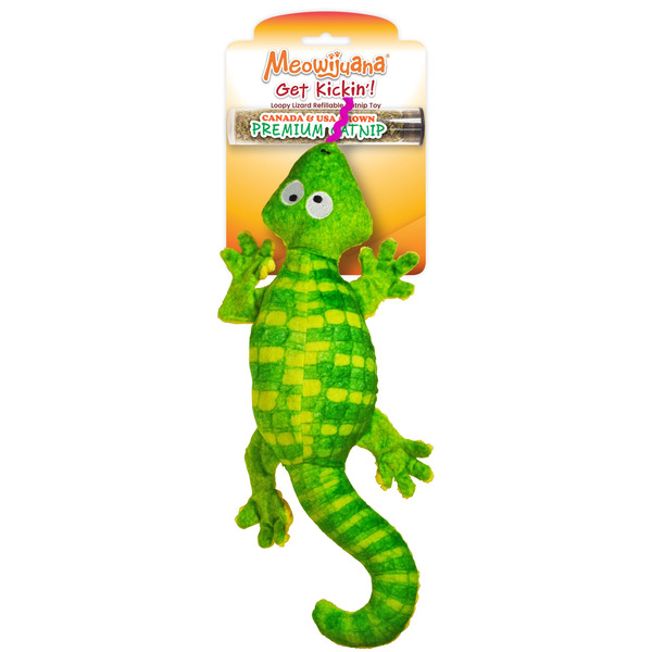 Meowijuana Get Kickin' Loopy Lizard Refillable Catnip Toy