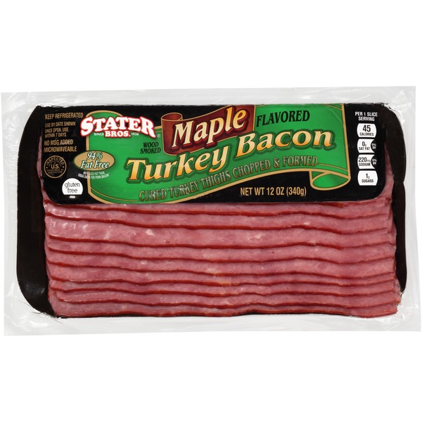 Stater Bros Wood Smoked Maple Flavored Turkey Bacon (12 oz) Instacart