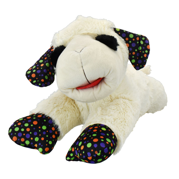 Multipet International Lamb Chop Polka Dot Plush Squeaker Dog Toy