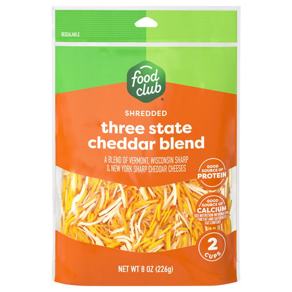 Food Club 3 State Cheddar Cheese Blend Vermont, Wisconsin